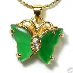 Čínsky Green Jade kameň Prívesok Motýľ & Náhrdelník
