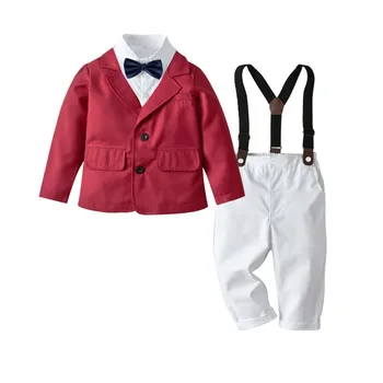 Nové Módne Batoľa Formálne 5 ks Chlapčenské Odevy Sady Kabát+Tričko+Nohavice+motýlik Obleky 2 3 4 5 6 7 Rokov Chlapec Gentleman Voľný Oblek
