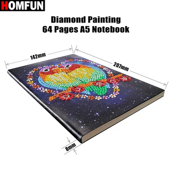 HOMFUN A5 Notebooky 5D DIY Diamond Maľovanie Špeciálny Tvar Denník Kniha Diamond Výšivky Cross Stitch Kamienkami Dekor Darček