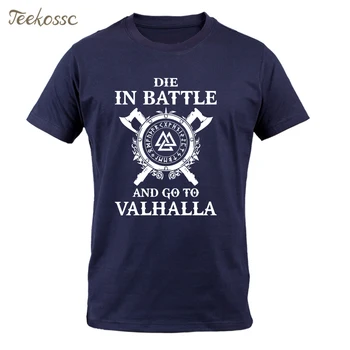 Odin Vikingovia T Shirt Mužov Zomrieť V Boji, A Ísť Na Valhalla Tričko Pánske Letné Tlač Hip Hop T-Shirt Čierna Topy Tee Plus Veľkosť XXXL