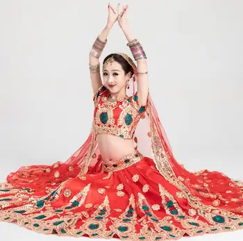 Sarees India Tradičné Žena Svadobný Kostým Etnický Štýl Lehenga Choli Výkon Vyhovuje top+sukňa+šál+nohavice