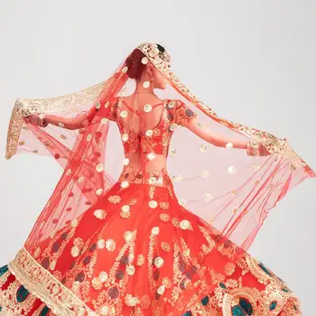 Sarees India Tradičné Žena Svadobný Kostým Etnický Štýl Lehenga Choli Výkon Vyhovuje top+sukňa+šál+nohavice