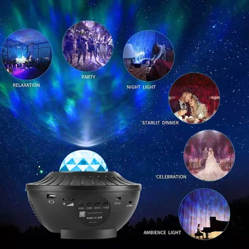 21 Farba Hviezdna Projektor Bluetooth USB Hlasové Ovládanie Hudobného Prehrávača LED Nočné Svetlo Romantický Projekčnej Lampy Deti Darček Izba Dekor
