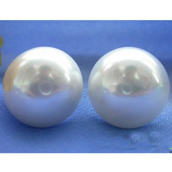 2018 Očarujúce Pearl Šperky 14 mm Biela Farba Plášťa Pearl Náušnice 925 Silver Stud Náušnice Doprava Zadarmo