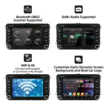2 din Quad Core Android 10.0 forVolkswagen golf/forpolo sedan/T5/tiguan/passat/caddy rádio, wifi, Bluetooth DAB OBD 4G