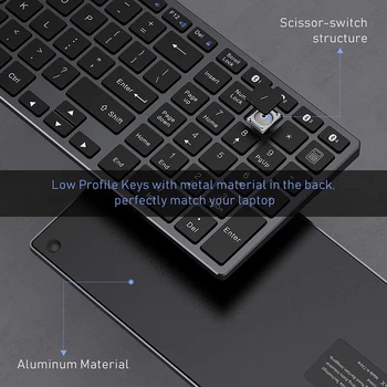 SeenDa Bluetooth Klávesnica pre iPad Tabliet Notebook Kompatibilný so systémom IOS Windows Kovové Nabíjateľná Klávesnice AZERT francúzsky/Rusko