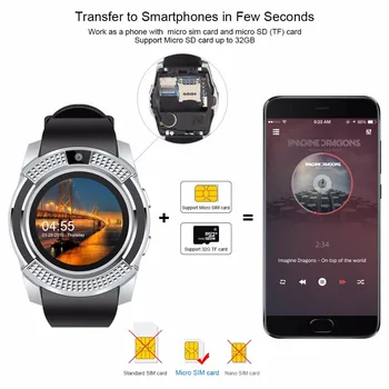 Smart Hodinky V8 Mužov Bluetooth Športové Hodinky Dotykový Displej Hodinky Smartwatch s Kamerou Slot Karty Sim Android Telefón PK DZ09 Y1 A1