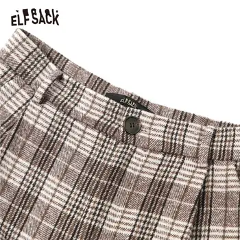 ELFSACK Koberčeky British Rovno Bežné Ženy Nohavice,2020 Jeseň ELF Vintage Colorblock Vysoký Pás kórejský Dámy Denne Dno