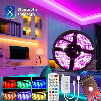 Bluetooth LED Kabinetu Svetelné Pásy 5050 12V LED Svetlá Spálne Dekorácie s Remote APP Riadenie Atmosféru Vnútorné Osvetlenie 32ft