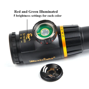 Sight 5-15x50 FFP Zlaté Optika Rozsahu s Červenou Zelenú Pohľad Strane Paralaxy Lov Rozsahy pre Airsoft Sniper Puška