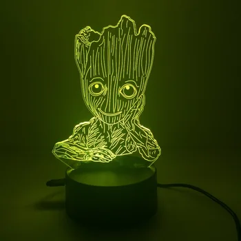 2019 Hot Roztomilý Groot dieťa 3D LED Nočné Osvetlenie s 7 Farieb Svetla, pre Domáce Dekorácie, Lampy Úžasné Vizualizácie Optické Pre deti