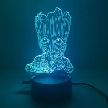 2019 Hot Roztomilý Groot dieťa 3D LED Nočné Osvetlenie s 7 Farieb Svetla, pre Domáce Dekorácie, Lampy Úžasné Vizualizácie Optické Pre deti