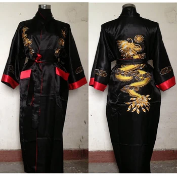 мужские халаты Kimono Župan Šaty Župan Dve Bočné Sleepwear Domáce Oblečenie Výšivky Dragon Nightgown Mužov Intímne spodná Bielizeň