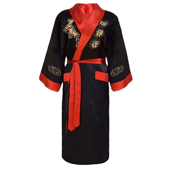 мужские халаты Kimono Župan Šaty Župan Dve Bočné Sleepwear Domáce Oblečenie Výšivky Dragon Nightgown Mužov Intímne spodná Bielizeň