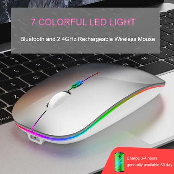 Wirless Nabíjateľná Bluetooth5.1 Myši pre Mac Notebook, Bezdrôtová Farebné LED Myši pre MacBook Pro Air Windows Android