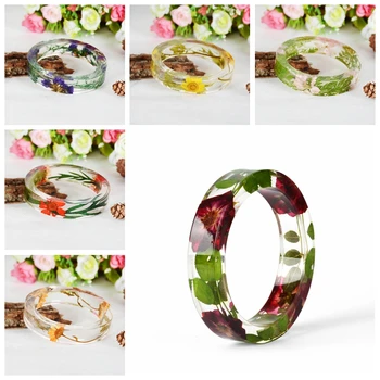 2019 Nové Trendy Dizajnu Transparentné Živice Kúzlo Náramky Sušené Kvety Vyhlásenie Náramok & Náramok Ženy Ručne Vyrábané Šperky