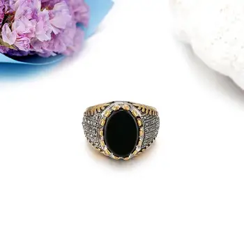 BONISKISS Vintage Čierna Onyx Prstene Pre Mužov Nehrdzavejúcej Ocele Mužov Krúžok Výročie Svadby Darček Šperky Prstene pre Mužov Strany