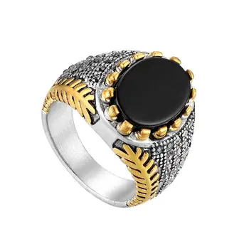 BONISKISS Vintage Čierna Onyx Prstene Pre Mužov Nehrdzavejúcej Ocele Mužov Krúžok Výročie Svadby Darček Šperky Prstene pre Mužov Strany
