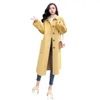 Leiouna Plný Dlhé Pevné 2020 Módy Nové Zimné Žien kórejský Vlnené Kabát Žena Outwear Cashmere Dámske Dlhé Vlny Zvrchníky