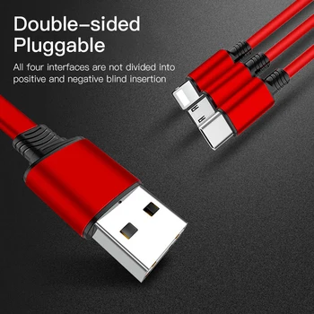 120 cm 3 V 1, USB nabíjací Kábel Pre Iphone X 8 Samsung S9 pre iPhone a Micro USB a USB C Kábel Zdvíhateľnej Prenosný Nabíjací Kábel