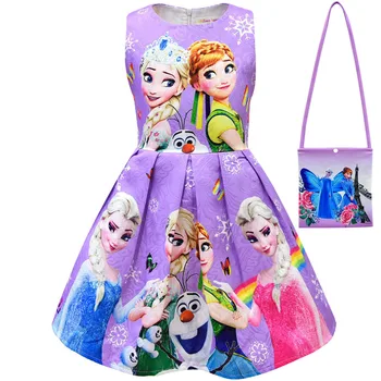 Disney Mrazené Dievčatá Šaty A Taška Deti Cosplay Snehová Kráľovná Šaty Princezná Elsa Strany Dresse Anna Kostým, Baby, Deti, Oblečenie