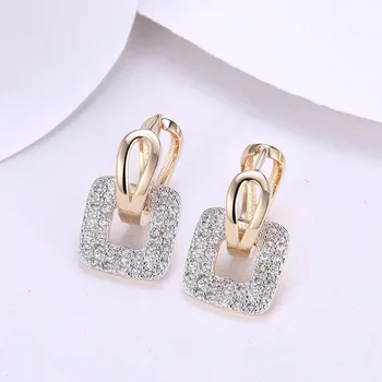 LEKANI 2019 Jedinečný tvar Štvorec Piercing Huggie Hoop Náušnice pre Ženy Silver/Gold 2 farby Earing Kolo Jemné Šperky