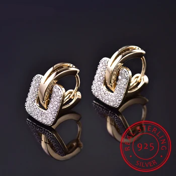LEKANI 2019 Jedinečný tvar Štvorec Piercing Huggie Hoop Náušnice pre Ženy Silver/Gold 2 farby Earing Kolo Jemné Šperky