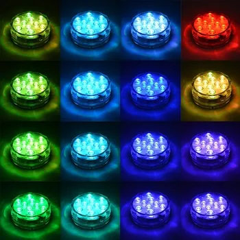 10 Led Diaľkovo Riadené RGB Ponorné Svetla Batérie Prevádzkované pod vodou Nočné Lampy, Váza, Miska Vonkajšie Záhradné Párty Dekorácie