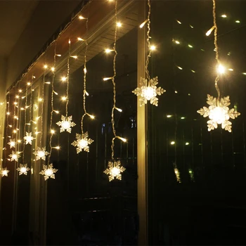 2*1M LED Záves String Svetlo Snowflake Fairy Svetlá Na Vianočné Dovolenku Vonkajšie Dekorácie, Svadobné Party 104 Led EÚ Plug JQ