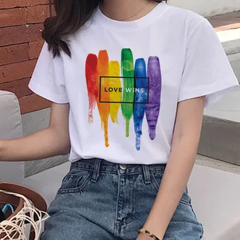 Ms LGBT ženy T-shirt kreslených princezná láska rainbow tlač krátke sleeve T-shirt iny ulice, A milujem ťa