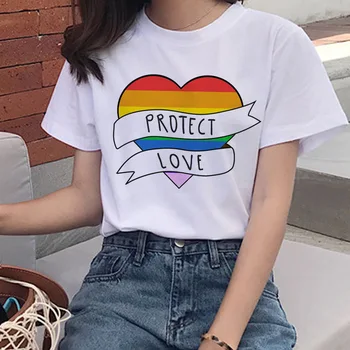 Ms LGBT ženy T-shirt kreslených princezná láska rainbow tlač krátke sleeve T-shirt iny ulice, A milujem ťa