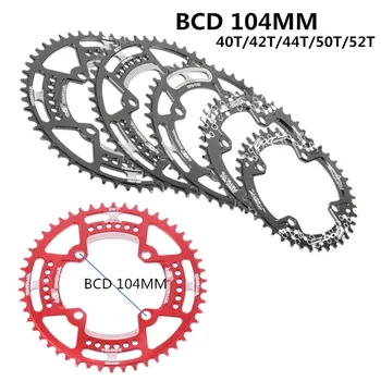 104BCD 40/42/44/50/52T Horských Bicyklov Chainwheel MTB bike kuky Hliníka, Úzky, Široký Prevodníku