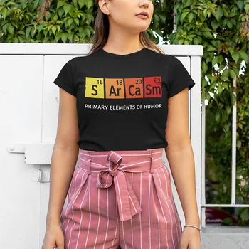 Bavlna tričko Ženy Sarkazmus základné Prvky Humoru Dizajn Pohodlné Camiseta Žena T-shirt Letné Topy