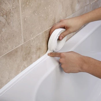 Kúpeľňa Nálepky Sprcha Umývadlo, Vaňa Tesniace Pásky Páska Biela PVC samolepiace Nepremokavé Stenu, Nálepky na Kúpeľňa Kuchyňa