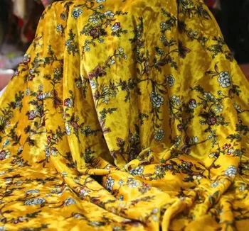 2018 nové 150 cm širokú hodváb velúrové textílie hodvábny zamat textílie pre zamatové šaty hodvábna tkanina jeseň vytlačené hodvábny zamat textílie LL07