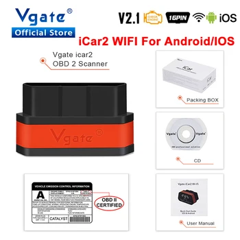 Vgate iCar2 ELM 327 v2.1 obd2 skener wifi adaptér, auto diagnostika pre IOS/android obd odb2 Auto diagnostický nástroj PK elm327 v1.5