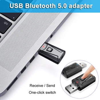 Bluetooth 5.0 Prijímač Vysielač 3 V 1 Mini Stereo AUX, USB 3,5 mm Audio Adaptér Bezdrôtovej siete Pre TV, PC, Auto Slúchadlá VH99