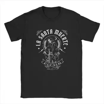 La Santa Muerte, T Košele Mužov Čistej Bavlny Vintage T-Shirts Saint Smrti Goth Mexickej Smrti Muertos Matka Lebky Tričká Krátky Rukáv