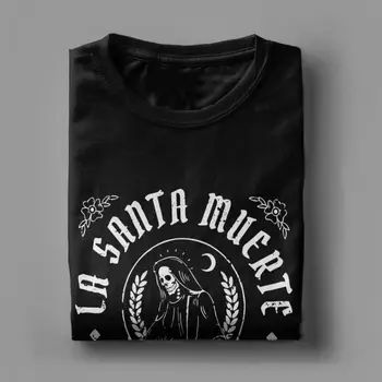 La Santa Muerte, T Košele Mužov Čistej Bavlny Vintage T-Shirts Saint Smrti Goth Mexickej Smrti Muertos Matka Lebky Tričká Krátky Rukáv