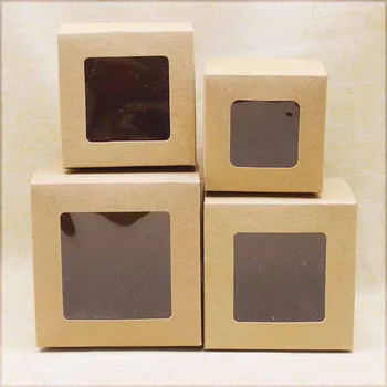10pcs Štvorcového tvaru darčeky box s oknom Marbling štýl darčeky package boxy tortu cookies Svadobné domácej strany suppiles balík