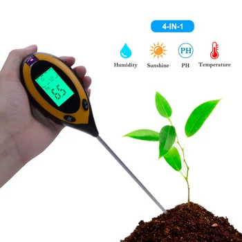 4 Zadajte Pôdne PH Meter kvetináče Vlhkomer Pôdy Tester Rastliny Rastu Vlhkosti Intenzita Svetla Meter Nástroj Záhradné Náradie