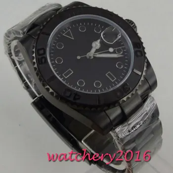 40 mm BLIGER black sterilné dial sapphire crystal PVD prípade automatické pánske hodinky