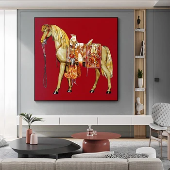 Saudská Klasické Živočíšne Stenu Umenie Abstraktné Maľby Kôň Plátne, Plagát, Tlač Luxusné Nástenné Obrazy pre Obývacia Izba Moderného Domova