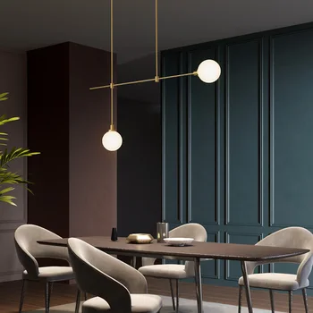 Moderná jedáleň medi LED luster Nordic obývacia izba visí lampa spálňa svetlá štúdia sklenenú guľu osvetlenie zariadenie