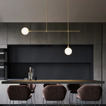 Moderná jedáleň medi LED luster Nordic obývacia izba visí lampa spálňa svetlá štúdia sklenenú guľu osvetlenie zariadenie