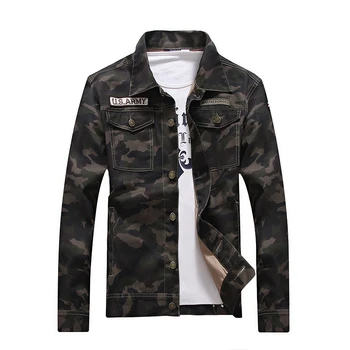 Vrchné odevy pánske Denim Jacket Vojenské Taktické Vesty Muži Windbreaker Kabát Kamufláž Masculina Slim Coats Armády Camo Oblečenie