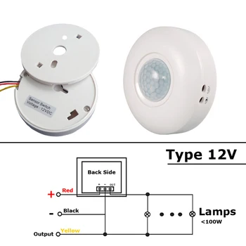 220V Motion Sensor, Light Switch 12V PIR Snímač 110V Svetla Detektor Pohybu Časovač Infračervené LED Stropné NA VYPNUTIE Svetla 12V