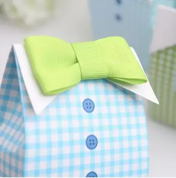 50 ks Môj mužíček Modrá Luk Zelenú Kravatu Narodeniny prvé sväté prijímanie Chlapec Baby Sprcha Candy Bag Svadobné Zdvorilosti Candy Box darčekové Tašky
