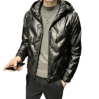 Nový štýl mužov nadol bunda zimná pekný trend ľahký kapucňou pribrala tenké zimný kabát mužov kórejský nadol bunda QY54