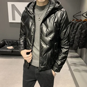 Nový štýl mužov nadol bunda zimná pekný trend ľahký kapucňou pribrala tenké zimný kabát mužov kórejský nadol bunda QY54